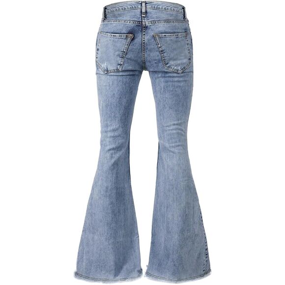 EVEDESIGN 70s Outfits Bell Bottom Jeans Flared acid wash 32 - Picture 2 of 3